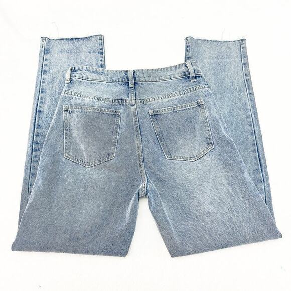 Superdown Vintage Wash Straight Leg Denim Jeans Raw Hem Size 28 - Picture 5 of 10